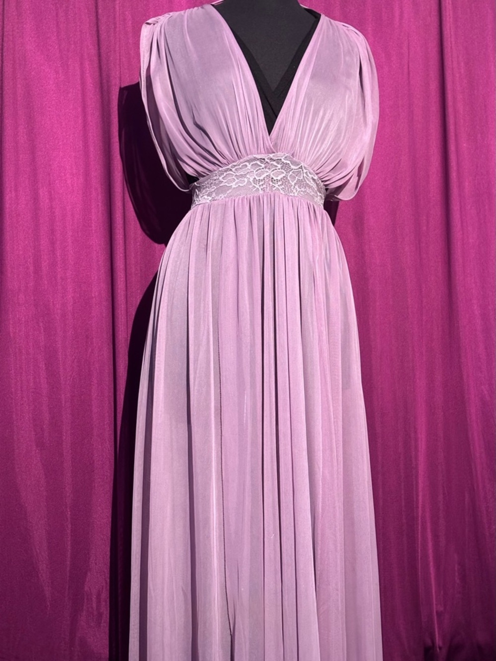 Lavender V-Neck Chiffon Maxi Dance Dress with high slit panels